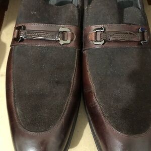 Stacy Adams Brown Leather and Dark Brown Suede Bit Loafers
